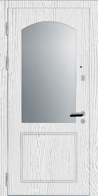 Дверная мдф панель с зеркалом шпон белый с патиной 